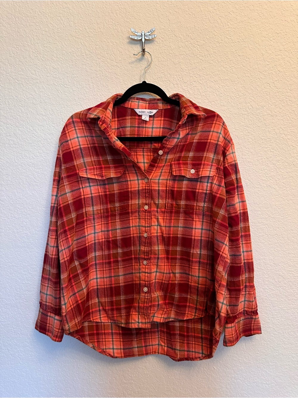 Old Navy Red Plaid Button-Down Shirt for Kids